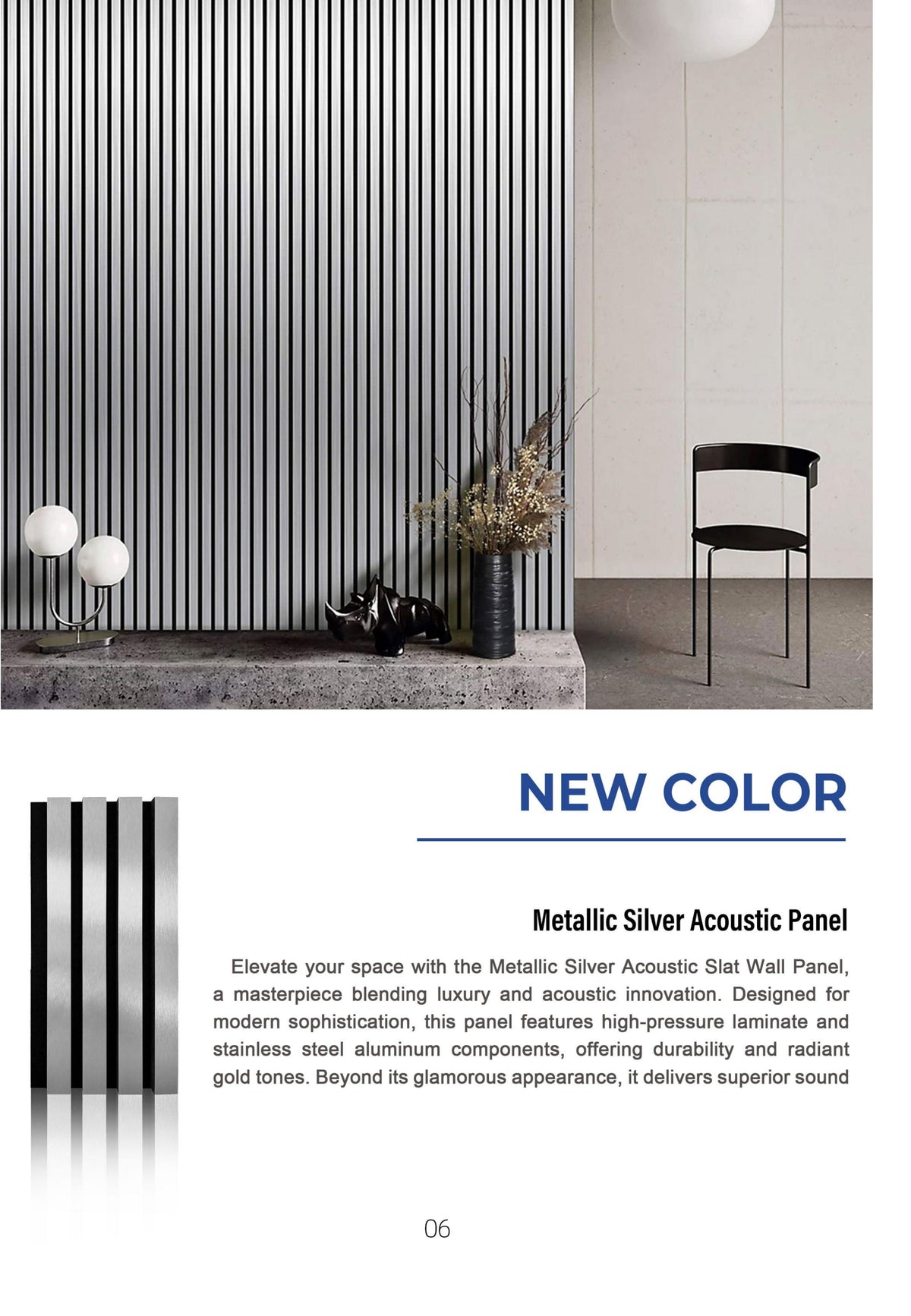 Brushed Silver metallic acoustic panel