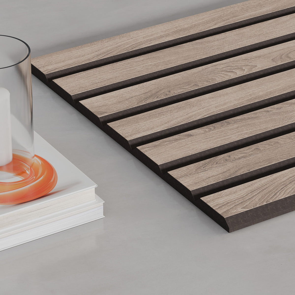 Walnut acoustic wood slat panel sample
